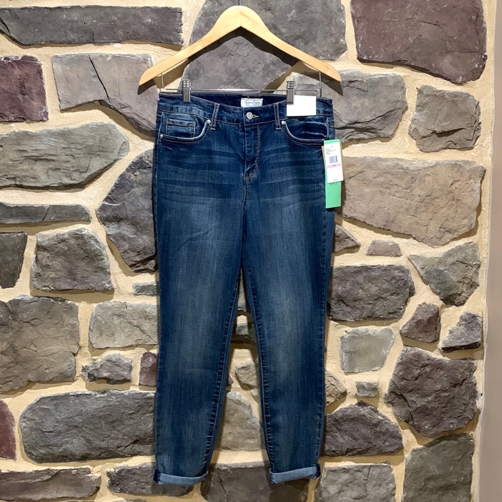 JESSICA SIMPSON HIGH RISE FOREVER ROLLED ANKLE SOFT SCULPT JEANS  - SIZE 10P